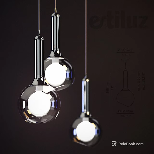 Modern Transparent Glass Flask Shaped Pendant Lights With Metal Stem For Interior Lighting 3d model 