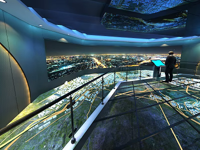 Interactive Urban Exhibition Space With City Model Night View And Glass Floor 3d model
