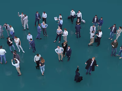 Group of People Standing and Interacting in Indoor Gathering Area 3d model