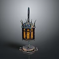 Ancient Bronze Changxin Palace Lantern With Ornate Carvings And Decorative Stand