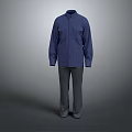 Blue Long Sleeve Shirt And Gray Pants Casual Outfit For Everyday Wear