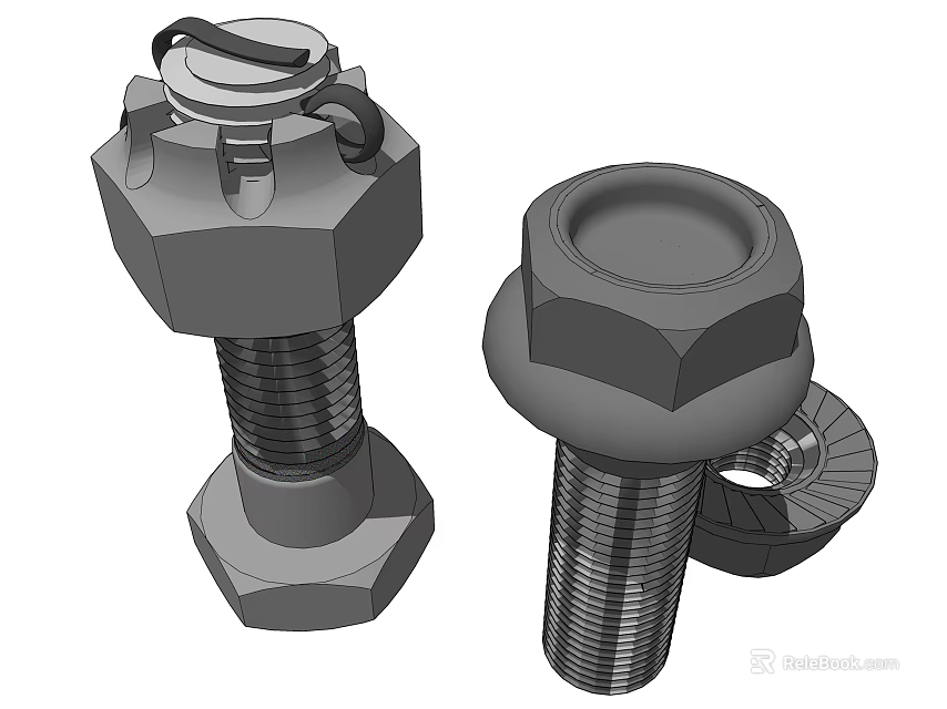 High Quality Industrial Hardware Tools Featuring Hex Head Bolts And Nuts 3d model 