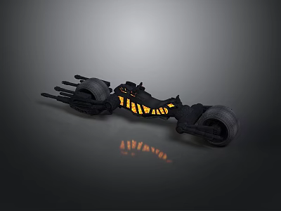 Futuristic Black Mechanical Vehicle With Yellow Illuminated Accents And Reflective Wheels 3d model