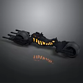 Futuristic Black Mechanical Vehicle With Yellow Illuminated Accents And Reflective Wheels