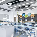 modern classroom desks and chairs combination experimental classroom laboratory 3d model