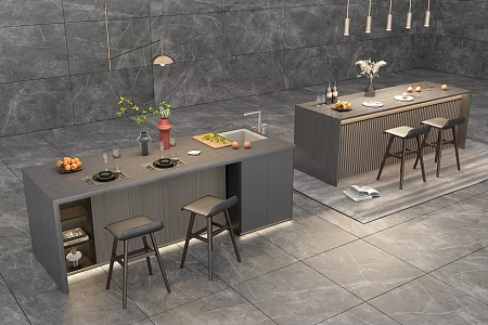 Bar chair combination 3d model