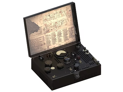 Vintage Industrial Control Equipment Open Case With Knobs Dials And Internal Chart 3d model