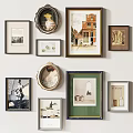 Eclectic Framed Art Collection On White Wall With Mixed Styles And Shapes