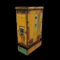 Yellow Rusty Industrial Control Box With Green Base And Metal Panel 3d model