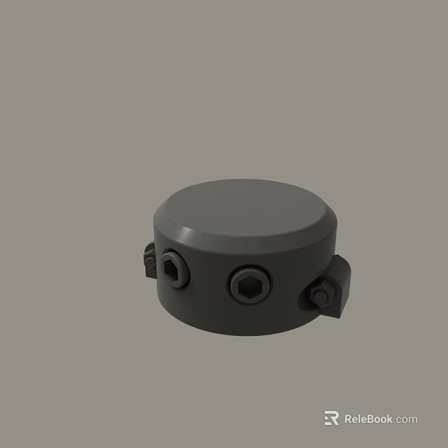 Black Circular Mechanical Component With Mounting Holes And Protruding Parts 3d model 