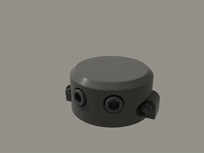Black Circular Mechanical Component With Mounting Holes And Protruding Parts 3d model