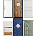 Modern Swing Doors With Wooden Panels Circular Glass And Colorful Finishes