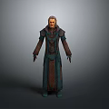 Detailed 3D Fantasy Character Wearing Long Robe With Green Red Design