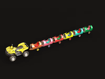 Modern amusement equipment oil drum train 3d model Modern amusement equipment oil drum train 3d model