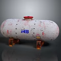White Gas Tank With Red Top MB Logo Rustic Details And Metal Stand