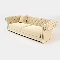 Beige Casual Sofa Set With Tufted Back Rolled Arms And Throw Pillow 3d model