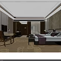 Hotel Guest Room Interior With Twin Beds Large Window Scenic View And Modern Decor