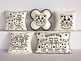 Cartoon leopard pillow 3d model