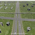 Scenic Municipal Road With Lush Green Belts Overpasses Moving Vehicles And Surrounding Buildings