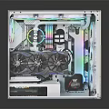 Open Desktop Computer Case Featuring RGB Lighting Cooling Fans And Internal Hardware Components 3d model
