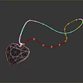 Fashionable Heart Shaped Pendant Necklace With Transparent Cut Design And Black White Beads