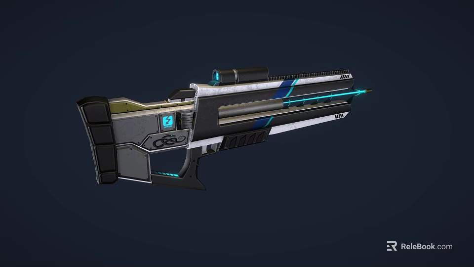 Futuristic Sci Fi Weapon With Blue Light Effects Metallic Structure And Advanced Design 3d model 