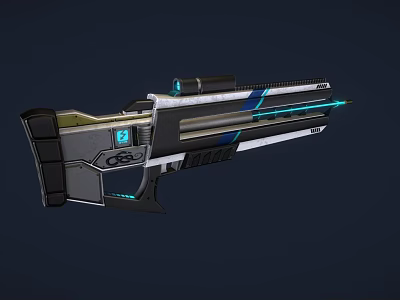 Futuristic Sci Fi Weapon With Blue Light Effects Metallic Structure And Advanced Design 3d model
