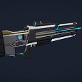 Futuristic Sci Fi Weapon With Blue Light Effects Metallic Structure And Advanced Design