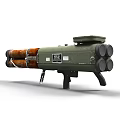 Portable Green Military Rocket Launcher With Multiple Tubes And Labeled Components