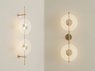 Modern Circular Wall Sconce With Brass Frame And LED Ring Lighting Design 3d model