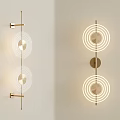 Modern Circular Wall Sconce With Brass Frame And LED Ring Lighting Design 3d model