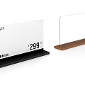 Product Price Display Stand With Wooden Base Transparent Holder And White Tag Barcode