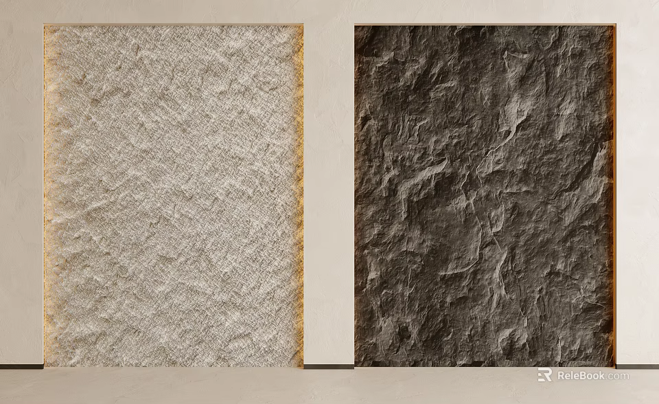 Two Tone Textured Background Wall With Light And Dark Rough Surfaces 3d model 
