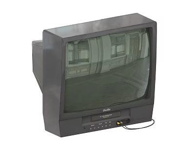Vintage RCA TV with screen reflecting room interior and classic design 3d model