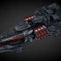 Futuristic Cosmic Spaceship With Metallic Gray Red Exterior And Intricate Engine Structure
