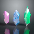 Colorful Geometric Crystals in Pink Blue Green with Shiny Surface and Dark Background