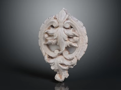 Ornate White Decorative Carving Design With Intricate Leaf Patterns And Details 3d model