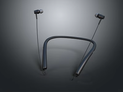 Sleek Modern Neckband Headphones With Wireless Connectivity For Computer Audio Use 3d model