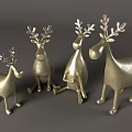 Decorative Ornament Set With Golden Deer Figurines And Stacked Books For Home Decoration