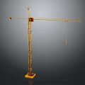Yellow Tower Crane Construction Equipment With Long Boom And Hook 3d model