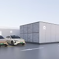 Two White Electric Cars Parked Near Modern Charging Station in Parking Lot