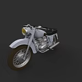Vintage White Motorcycle With Classic Design Round Headlight Chrome Details And Spoke Wheels