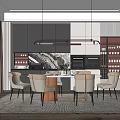 Modern Dining Table and Chair Combination Dining Table and Chair 3d model