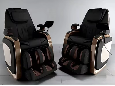 Modern Multi Function Massage Chair With Black Brown Design And Leg Massage 3d model