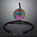 Modern Stool Furniture With Circular Seat Brown Blue Pink Colors And Black Ring Frame