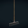 Sturdy Metal Rake with Wooden Handle and Durable Tines Premium Hardware Tool