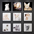 Modern Animal Painting Cat Decorative Painting Combination 3d model