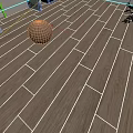 Light Wood Floor With Natural Grain Decorative Ball Green Plant And Curtain