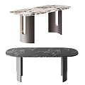 Oval Marble Dining Table With Cutout Legs And Sleek Modern Design 3d model