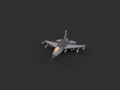Modern Military Fighter Jet 3D Model With Gray Body And Yellow Accents 3d model